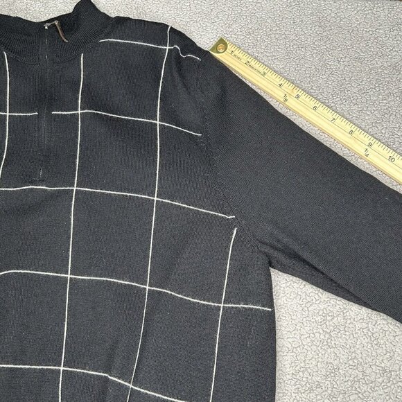 Fairway & Greene 1/4 Zip Merino Wool Mens Medium Zurich Black White Grid Golf - Picture 11 of 14